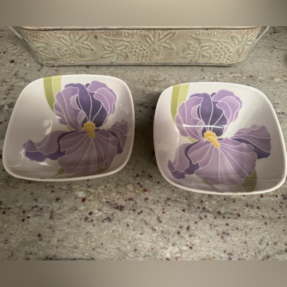 222 Fifth “Spring Kiss” Iris Fine China Bowls - Set of 2